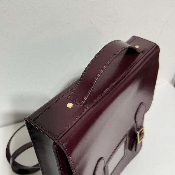 La Seine Burgundy Leather Backpack Satchel With Adjustable Straps - Picture 9 of 13